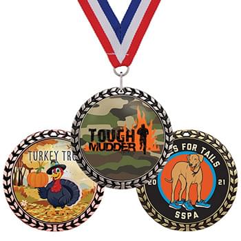 Medal w/ Wreath Border - Full Color Imprint - 6 Day Production