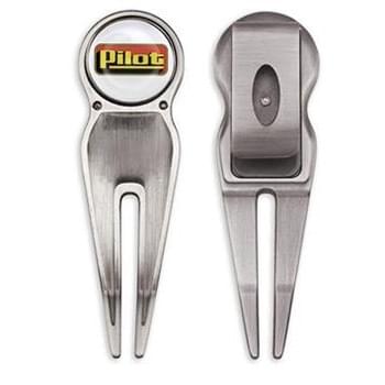 Golf Divot Tool w/ Belt Clip and Full Color Ball Marker