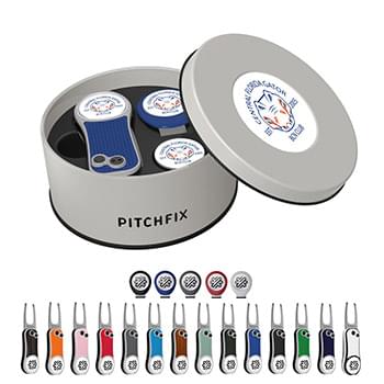 Pitchfix Hybrid Golf Divot Repair Tool in Deluxe Gift Tin w/ Hat Clip