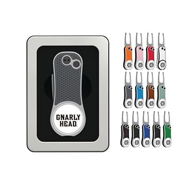 Pitchfix Hybrid Golf Divot Repair Tool in Window Tin