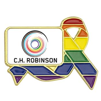 Rainbow Ribbon Lapel Pins w/ Custom Logo